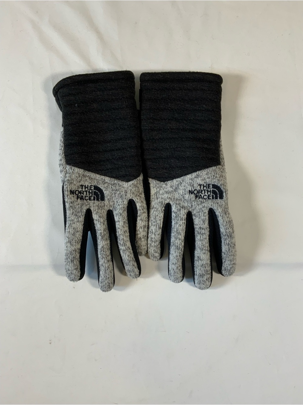 The North Face Black and Gray Quilted Cuff Knit Gloves